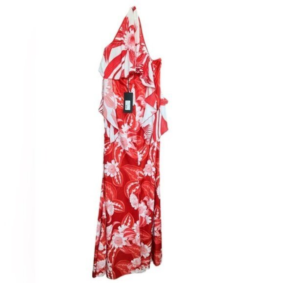 NWT Jenifer Lopez for Marciano Ruffle Long Red Floral Maxi Dress Women Size XS - Picture 4 of 11